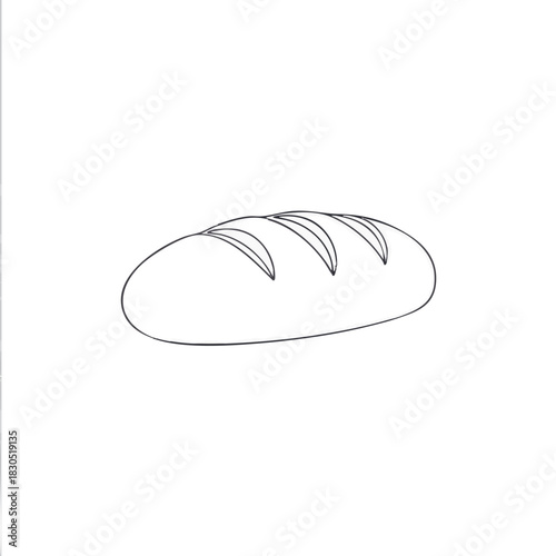 Simple Bread Loaf Outline Icon Vector Illustration