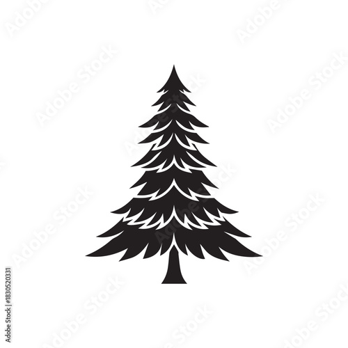 Classic Christmas Tree Silhouette | Detailed Holiday Pine Design