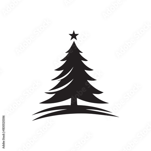 Christmas Tree Silhouette with Star | Elegant Holiday Tree Design