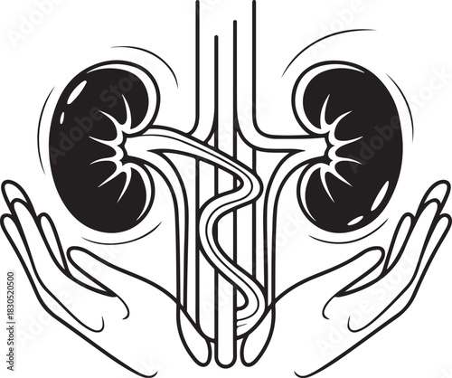 Kidney health illustration showing care and protection of the organ system