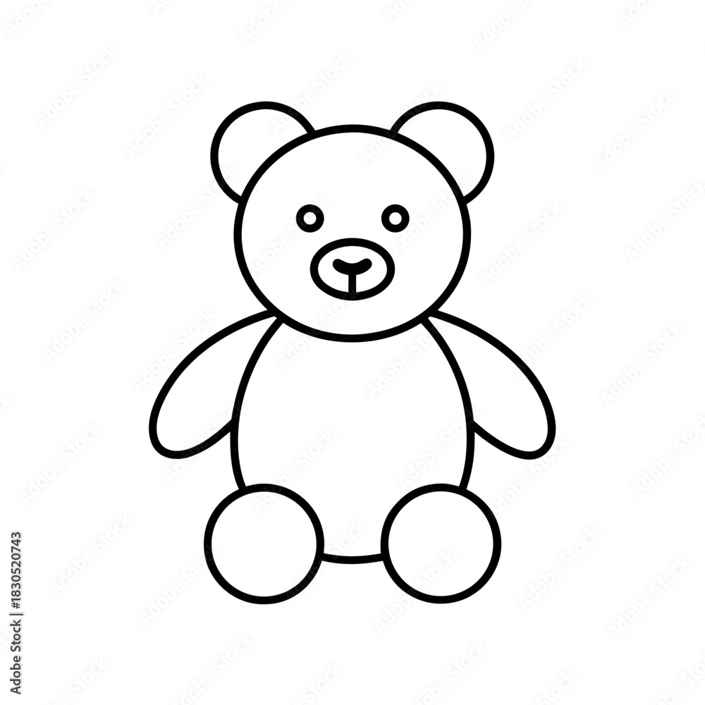 Obraz premium Illustration of a simple teddy bear outline drawing on transparent background