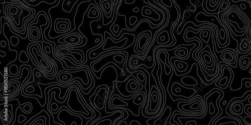 Topographic line contour map background, geographic grid map. Vintage outdoors style wallpaper.