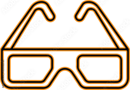 Stylized 3d glasses icon for entertainment and viewing