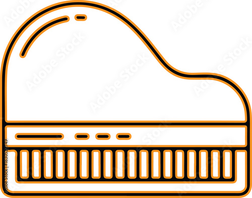 Simple outline drawing of a grand piano keyboard and body