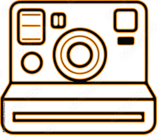 Retro instant camera icon outline vector art