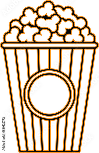 Classic striped popcorn bucket filled with fluffy kernels