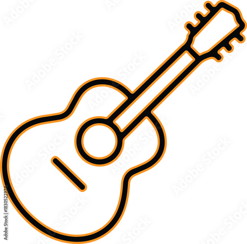 Simple outline drawing of an acoustic guitar