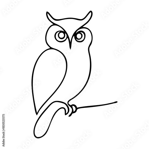 Dibujo de línea continua de búho o lechuza 