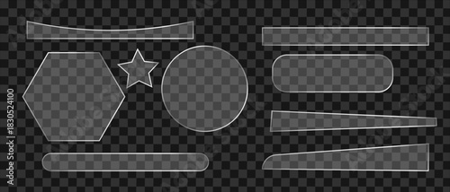 Assorted transparent geometric shapes including rectangles hexagons and a star.