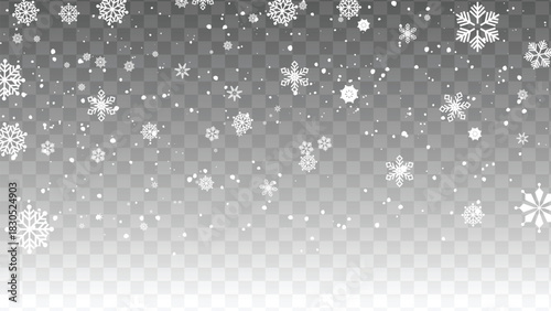 falling icy snowflakes different shape vector stock illustration