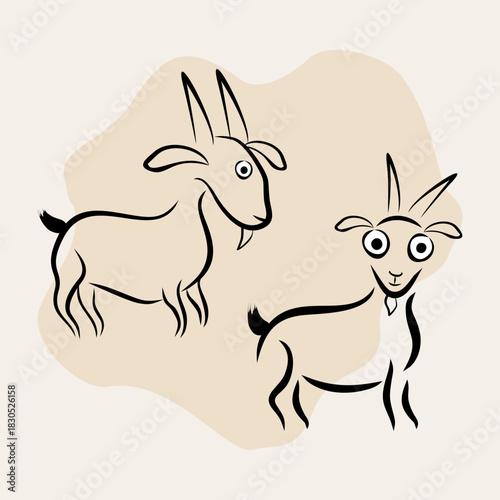 Doodle goat artwork vector illustration. EPS 10.