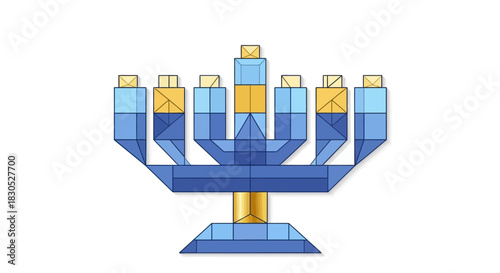 Geometric Hanukkah menorah radiates joy and tradition perfect for holiday promotions and warm festive greetings for the season