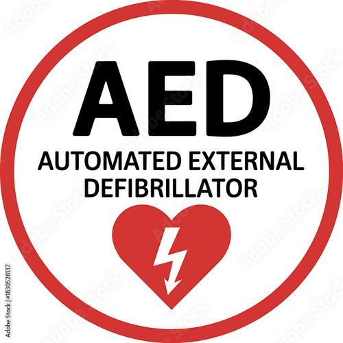 Automated external defibrillator aed symbol sign for safety