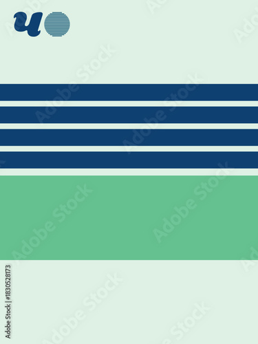 Mint Stripe Folder Cover, Minimalist Layout with Vertical Bars and Solid Block, book front, poster print , abstract art video wonder.