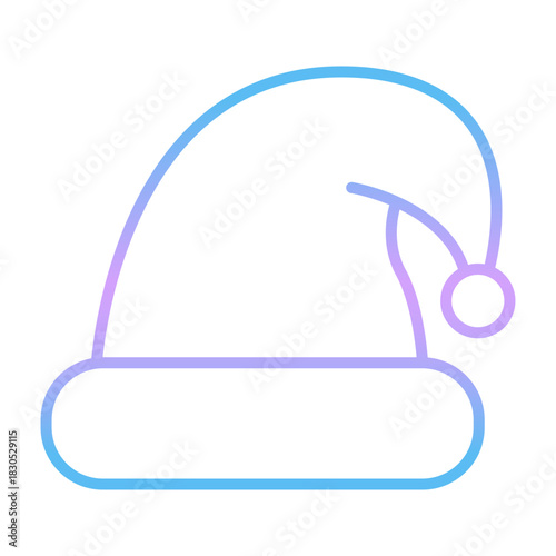 Gradient Santa hat icon, Christmas vector illustration