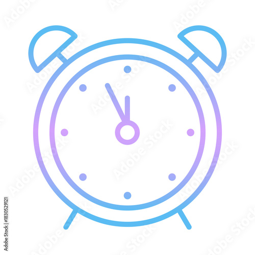 Alarm clock gradient icon showing five minutes to midnight – New Year countdown, vector illustration