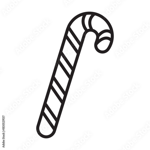 Candy cane line icon — minimal Christmas vector illustration