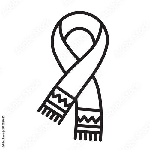 Scarf line icon, vector illustration, minimal design, winter accessory, outline style