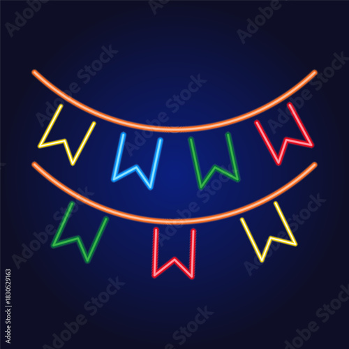 Neon Christmas garland icon vector illustration