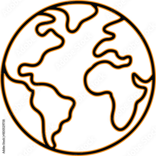 Simple outline drawing of the earth globe continents