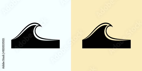 Simple Black Wave Symbol Water & Ocean Icon for Graphic Design