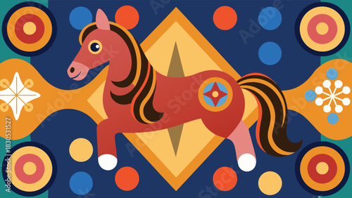 Vibrant Vector Horse Head: Chinese New Year 2026 Zodiac Art with Festive Ornaments