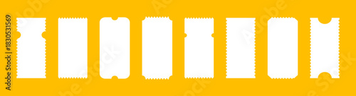 Pattern of ticket for theater, cinema, festival, casino, circus, club. Empty flat templates. Admit tickets mockups. Simple boarding blank, lottery, sale minimalist coupons. Blanks backgrounds layout.