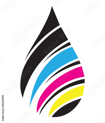 CMYK color drop logo. Vector illustration.