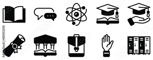 College icon solid mix style campus building vector symbol for education app ui web student life university map and admission design