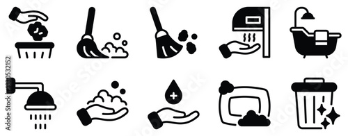 Hygiene routine icon solid mix style care vector symbol for daily health app ui web clean body wash and personal grooming design