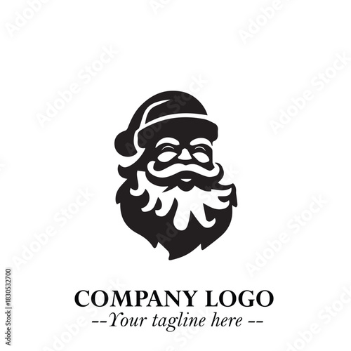 Santa Claus Logo Symbol in Black on White Background for Classic Holiday Branding and Design ArtPlus