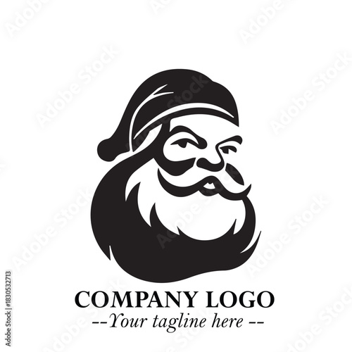 Santa Claus Logo Symbol in Black on White Background for Classic Holiday Branding and Design ArtPlus