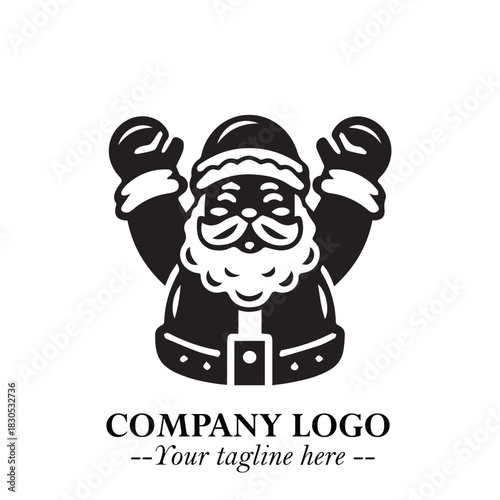 Santa Claus Logo Symbol in Black on White Background for Classic Holiday Branding and Design ArtPlus