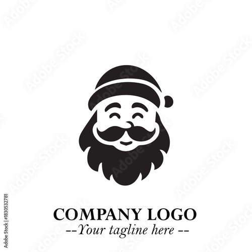 Santa Claus Logo Symbol in Black on White Background for Classic Holiday Branding and Design ArtPlus