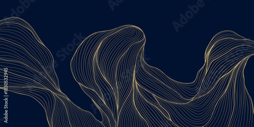 pattern, line, gold, wave, background, abstract, vector, luxury, art, texture, design, japanese, leaf, swirl, modern, premium, geometric, white, element, leaves, wavy, ocean, graphic, smooth, deco, mi