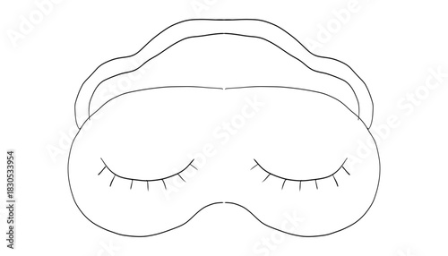Sleep mask silhouette, doodle hand drawn icon Sleep mask for relaxation or traveling. Sketch insomnia spa silk sleep mask eye sign.