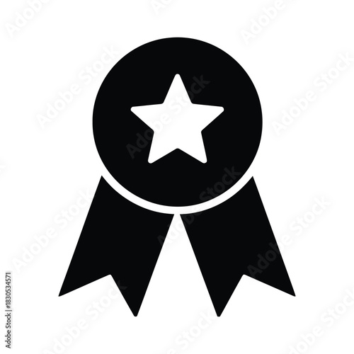 Quality assurance star ribbon award badge vector icon, Star ribbon award badge icon