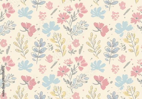 A Vibrant and Colorful draw Floral Pattern Featuring Beautiful Watercolor