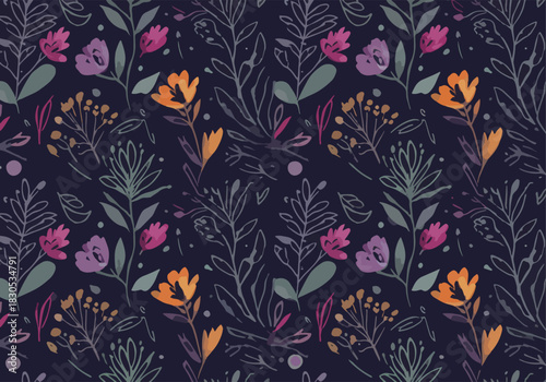 A watercolor painting of colorful and white flowers on a white background