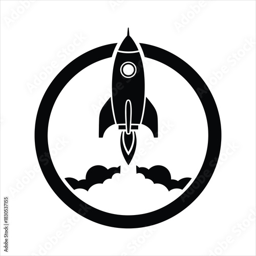 Startup rocket launch rapid growth project vector icon
