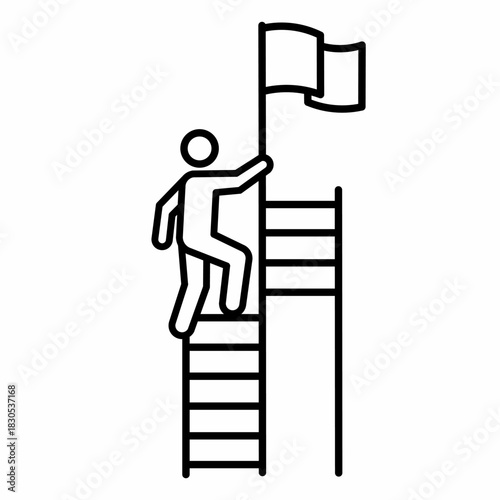 Climbing career success ladder line icon