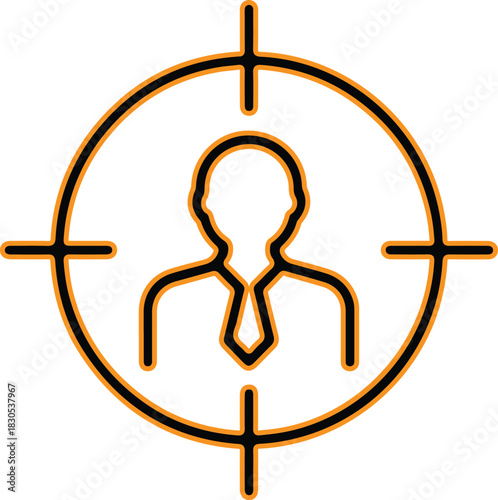 Targeted individual in crosshairs symbolizing focus and selection
