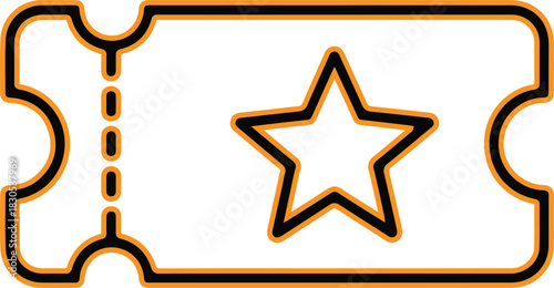 Simple outline of a star ticket icon for events