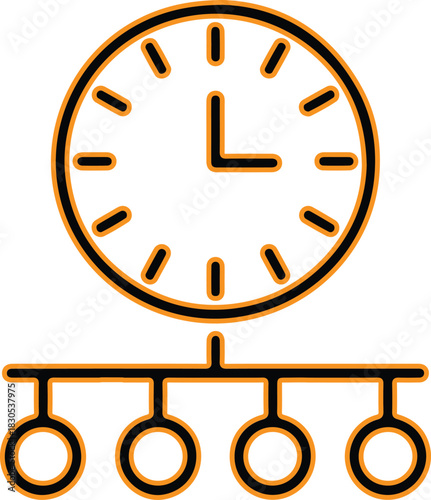 Clock and workflow icons representing time management and productivity