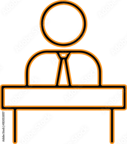 Simple icon of a person sitting at a desk
