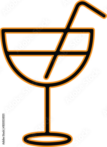 Simple line art icon of a cocktail drink with straw