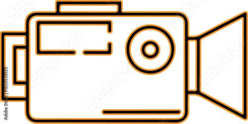 Simple line art icon of a vintage video camera