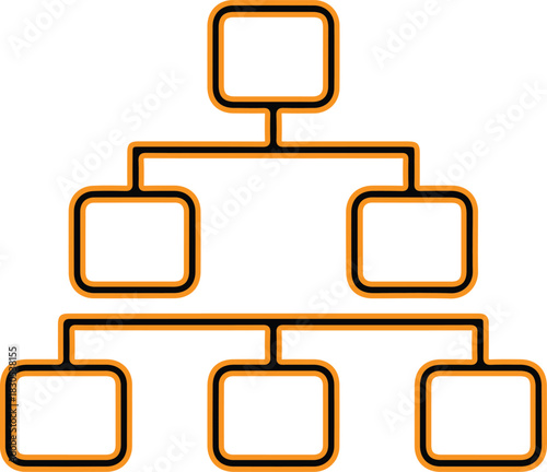 Blank organizational chart structure with empty boxes and lines