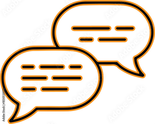 Two speech bubbles with text for communication and conversation
