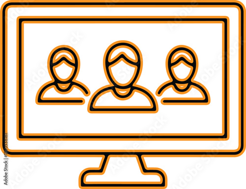 Computer screen displaying three people in a video conference